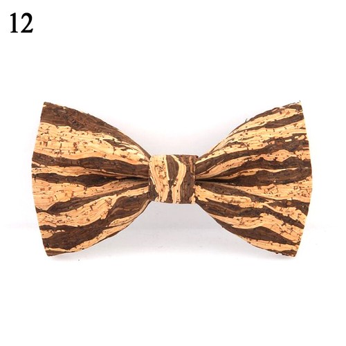Men's Cork Wooden Bow Tie Novelty Handmade Solid Bowtie Wedding Party Neckwea - Bild 23 von 35