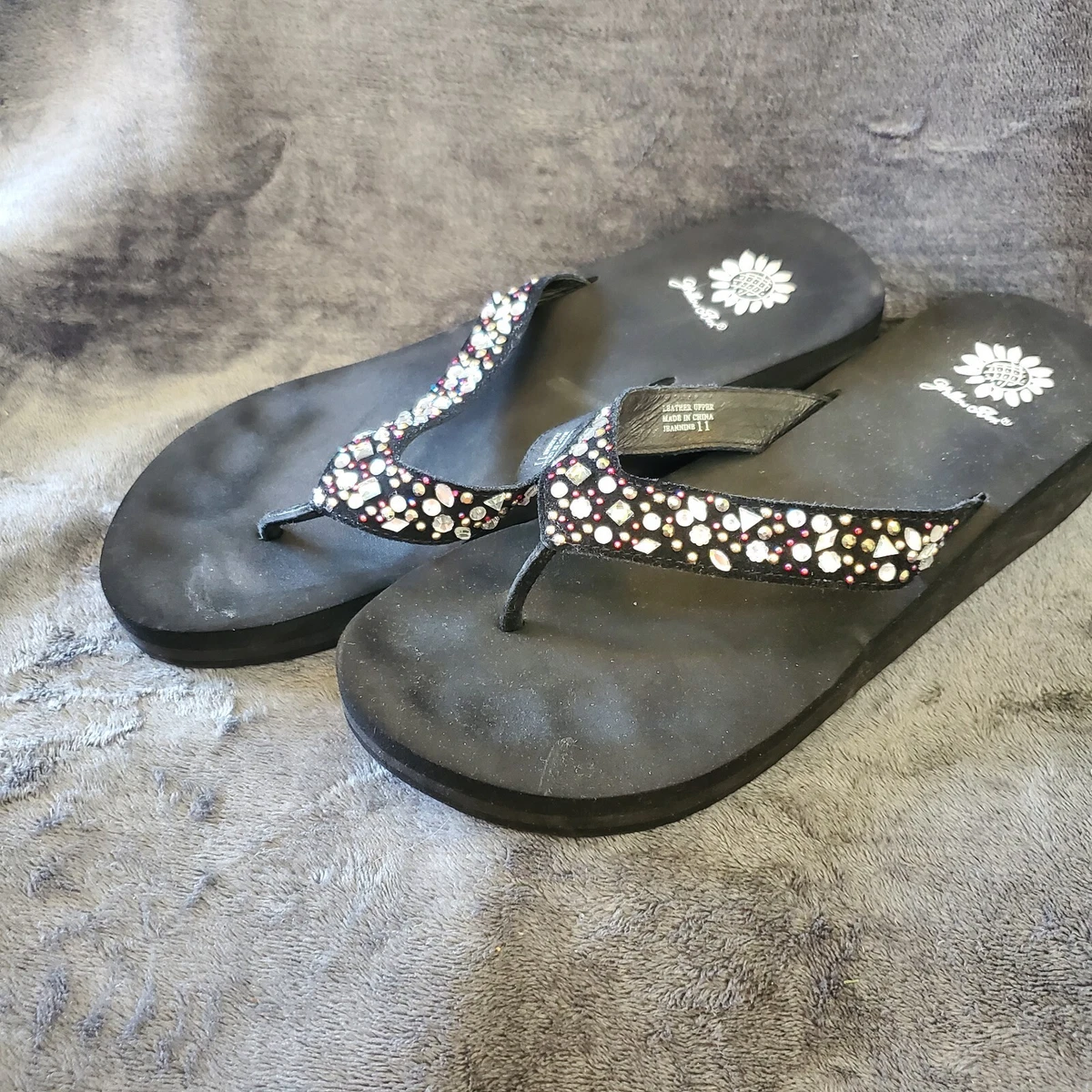 Yellow box sandals with rhinestones sale