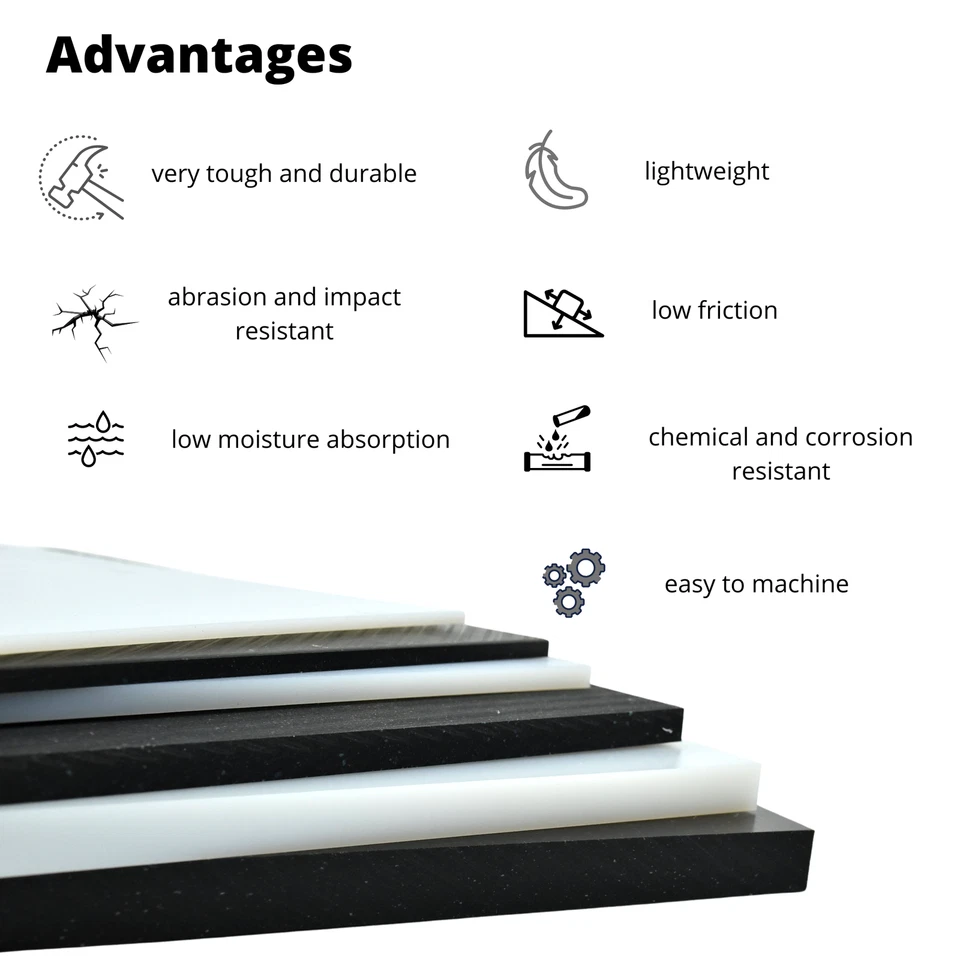 BuyPlastic Repro Black UHMW Polyethylene Plastic Sheet   3/4" x 6" x 24" - Image 2 of 4