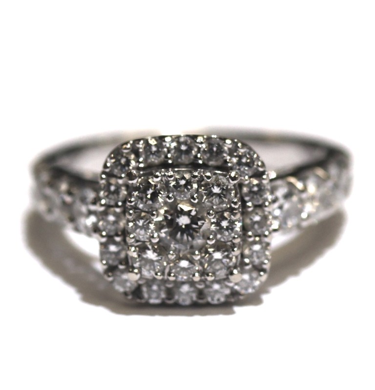 14k white gold halo illusion cluster 2.29ct diamond engagement ring 8.4g natural