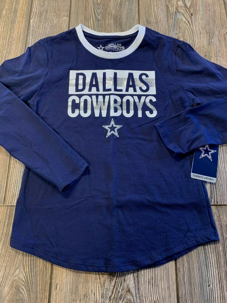 NWT Girls Dallas Cowboys Navy Blue/White Cute Long Sleeve Logo