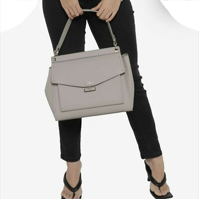 Fiorelli Flynn Large Casual Grain Satchel W/Shoulder Strap Light Gray Purse NWT