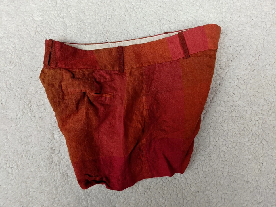 Pantalones cortos J Crew 100 % lino para mujer 2 naranjas tiro medio Foto 3 de 4
