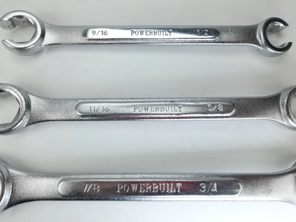 POWERBUILT Flare Nut Line Wrench Set - 3 Piece - SAE - CHROME VANADIUM - Image 3 of 4