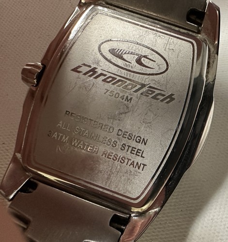 Chunky Heavy Large Men's Chronotech Red Dial Watch Diamond Crystal 40mm - Picture 5 of 9