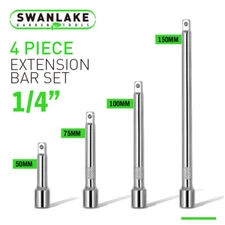 4pc 1/4" Drive Socket Extension Bar Set LONG Shaft 2" 3" 4" 6" Ratchet Improved