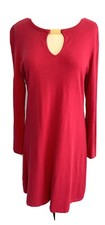 Michael Kors Small Red Fit & Flare Soft MK Logo Sweater Tunic Dress