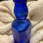Vintage 1 qt Brookfield Cobalt Blue Baby Top Glass Milk Bottle Double Face 9.5"