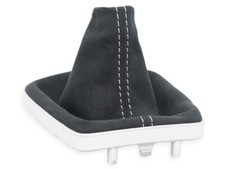 SCHALTMANSCHETTE FUR HYUNDAI KONA 17-23 SCHALTSACK SCHWARZ ALCANTARA NAHT WEISS