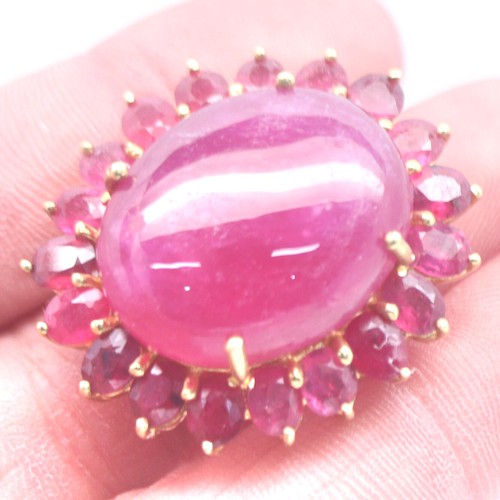 Heated Gemstone Pink Ruby Ring 925 Sterling Silver Size 6.25 18K Gold Plated - Picture 2 of 4