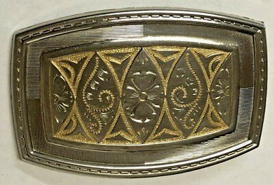 Gold and Silver Ornate Belt Buckle Ornate Personalized Gold Filigree Belt Buckle | Lazer Designs main image 2