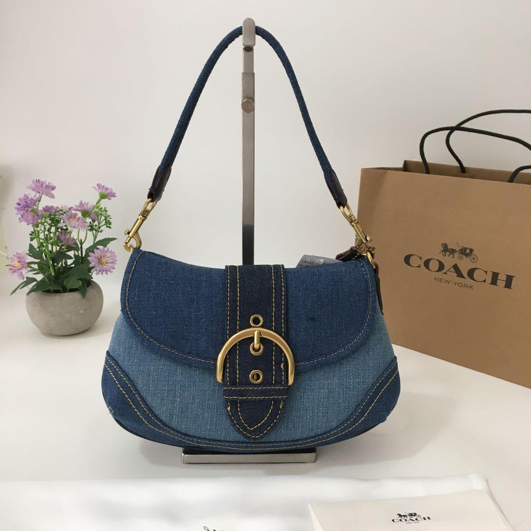 COACH Soho Shoulder Bag Upcycled Repurposed Denim Blue CR737