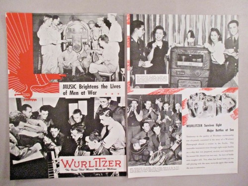 Wurlitzer Jukebox Double-Page PRINT AD - 1944 ~phonograph jukebox; World War II
