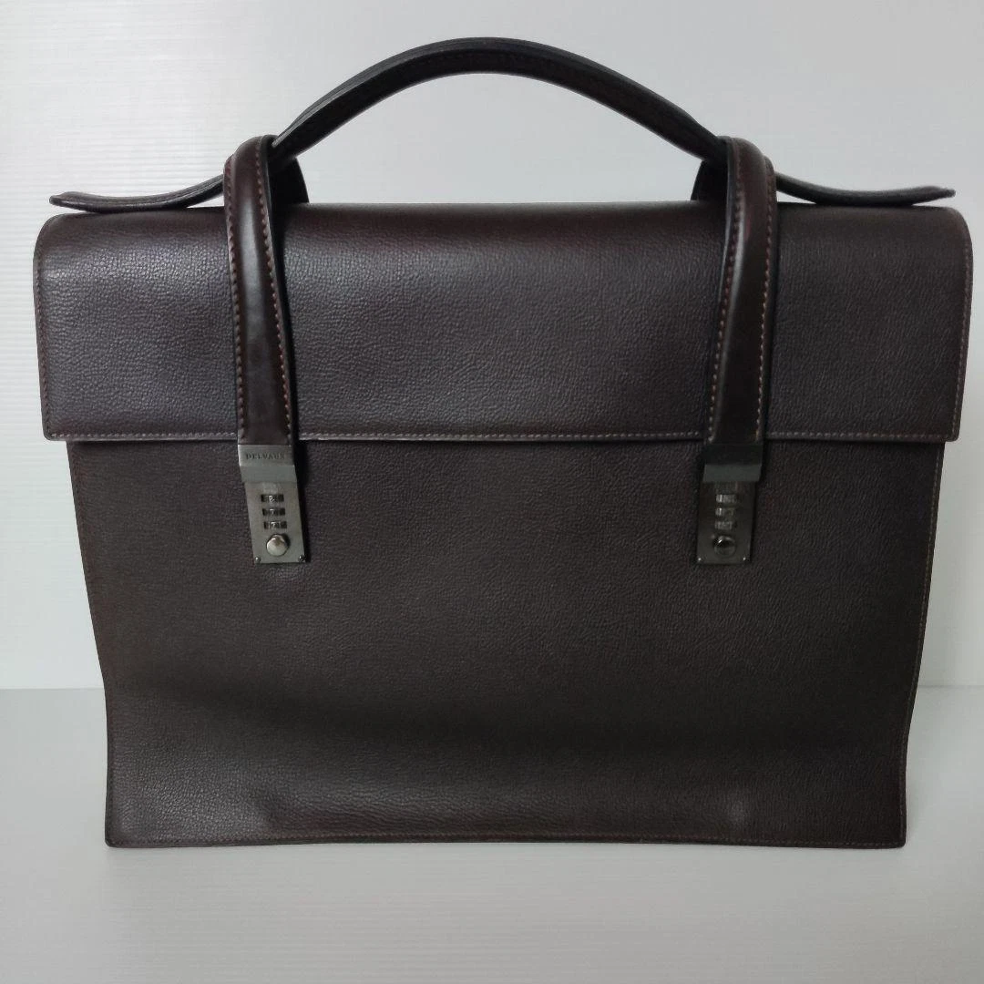DELVAUX slekely 1992 business bag Leather Dark Brown Silver Hardware 34×43×8cm