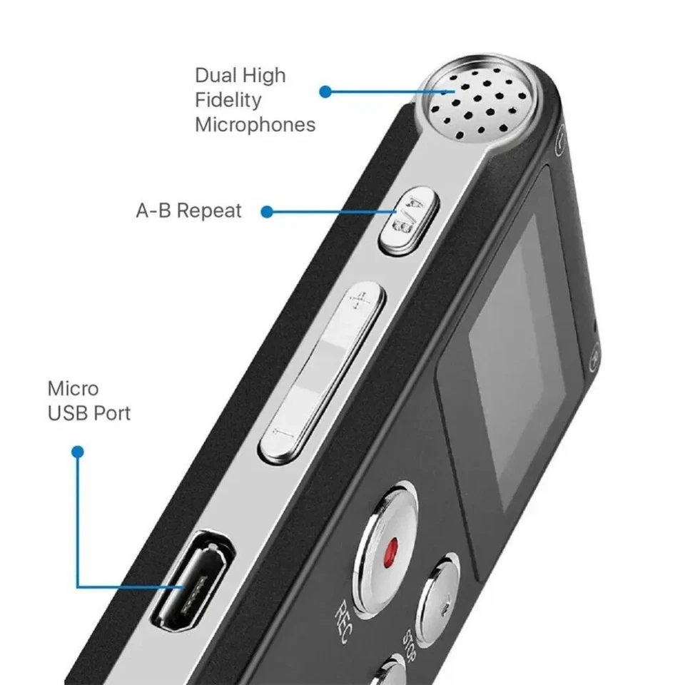 Mini Enregistreur Vocal Professionnel Lecteur MP3 Dictaphone Clé USB 8 Go Audio - Photo 4/4