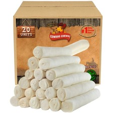 Natural Rawhide Dog Chews - All Natural Beef Rolls for Dental Care, 20 Pack
