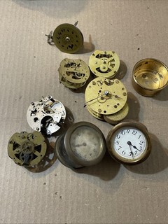 Antique Novelty Desk Clock Parts Lot Ansonia Waterbury Kronheimer