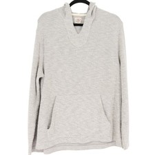 FAHERTY Whitewater Beach Hoodie Mens Size L Grey Waffle Knit Pullover Sweater