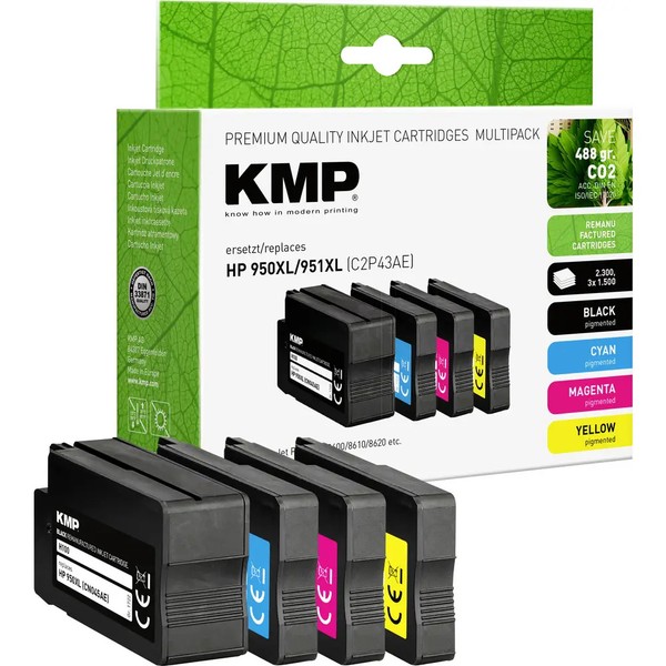 KMP Druckerpatrone Ersetzt HP 950XL, 951XL, C2P43AE, CN045AE, CN046AE, CN047AE,-image