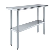 AmGood 16 in. x 48 in. Stainless Steel Table | Metal Kitchen Prep Work Table