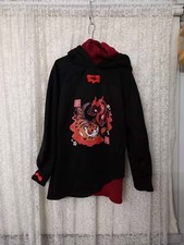 Modakawa Tiger and Dragon printed black and red hooded sweater dress BRAND NEW