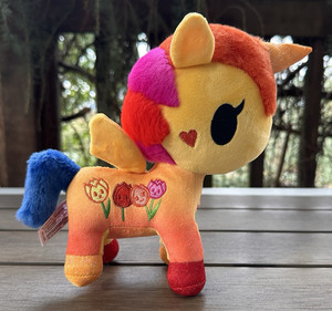 Aurora Tokidoki Flower Power Tulip Unicorno Yellow Orange Plush Animal 7.5" Used