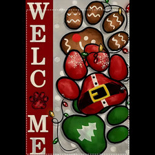 NEW Christmas Holiday Pawprints Decorative Garden Welcome Flag 12x18" doubleside