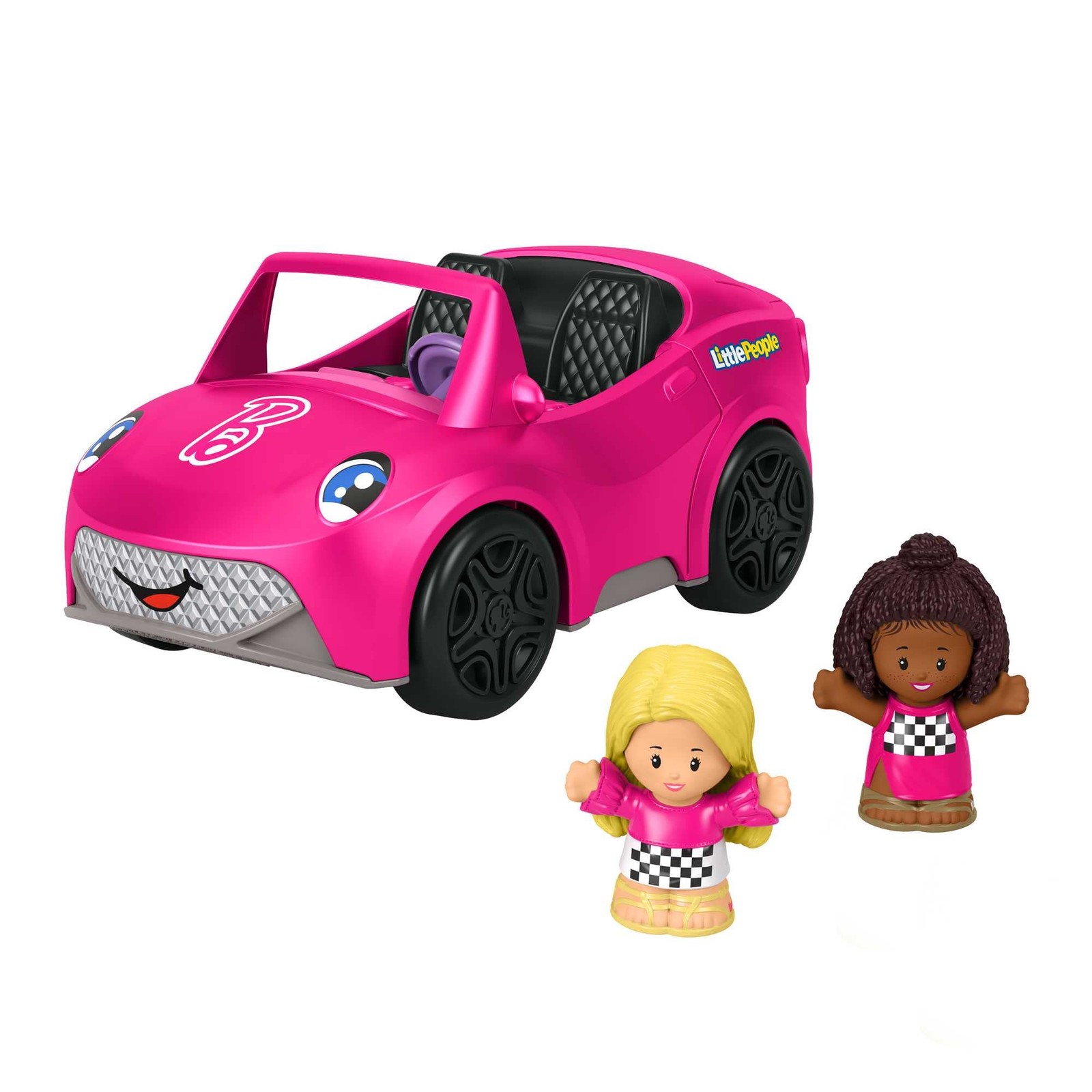 Cabriolet de Barbie Little People : véhicule sonore à pousser avec 2 figurines