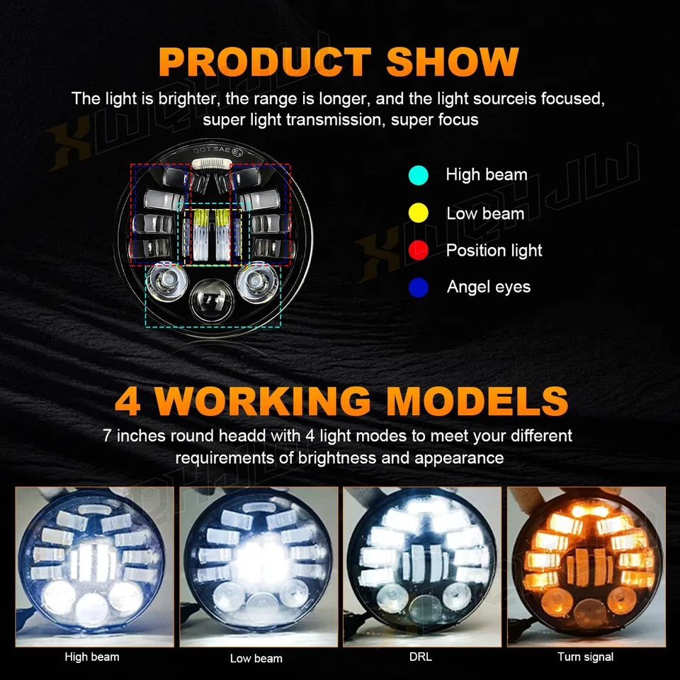 Faros LED DRL redondos 4 piezas 5 3/4 5,75" alto/bajo para Dodge Coronet 1959-1974 Foto 4 de 4