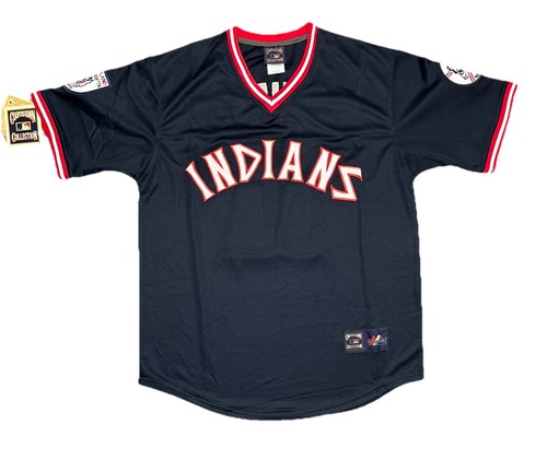 Jose Ramirez 1976 Cleveland Indians Cooperstown Navy Jersey w/ Patch Men’s Large - Picture 2 of 5