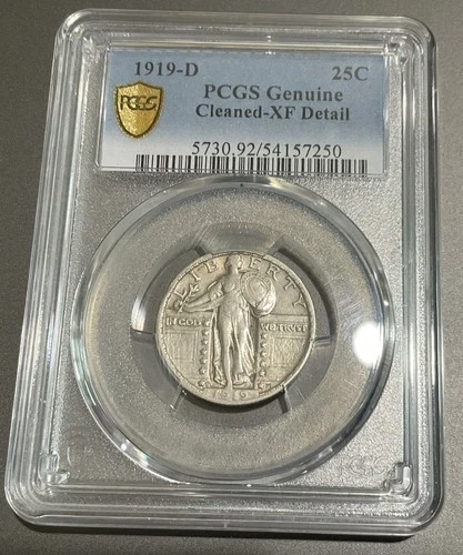1919-D Standing Liberty Quarter ~ PCGS XF Detail ~ Genuine ~ Cleaned