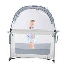 L RUNNZER Baby Pack and Play Tent, Pack N Play Canopy to Pack N Play Tent Gray
