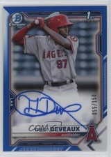 2021 Bowman Chrome Prospect Blue Refractor 55/150 Trent Deveaux #CPA-TD Auto 7i2
