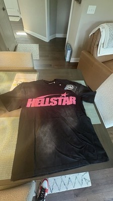 HELLSTAR Men s M Black/Pink Double-Sided Graphic Logo Crew Neck Cotton Tee
