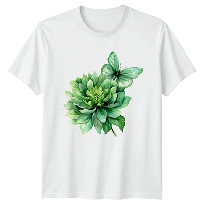 Natur Blumen Schmetterling Herren T-Shirt Damen Tee Grafik Unisex Oberteil
