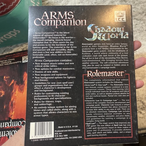 Arms Companion #1120 Iron Crown Enterprises RPG integratore Rolemaster - Foto 2 di 3