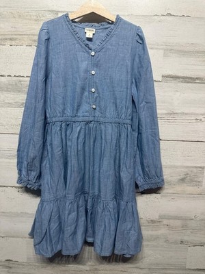 Crewcuts Chambray Cotton Denim Look Dress - Girls Size 10 - Very Good Used Condi