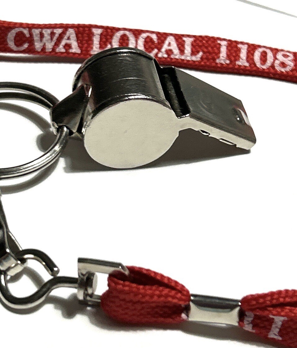 CUSTOM/PROMOTIONAL REFEREE COACH WHISTLE NYNEX VERIZON CWA LOCAL 1108 UNION LOGO