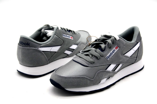 REEBOK CLASSIC NYLON RUNNING SHOE FV1594 PLATINUM/BLUE MENS SNEAKER - Picture 4 of 9