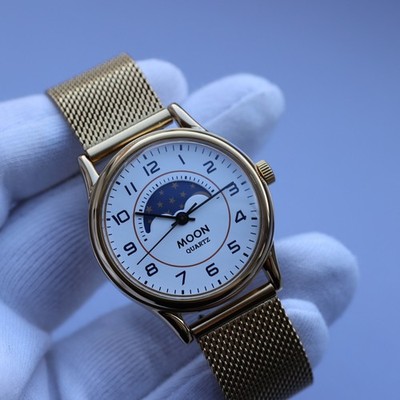 Rare Moon calendar Men, quartz Moonphase watch, style USSR watch