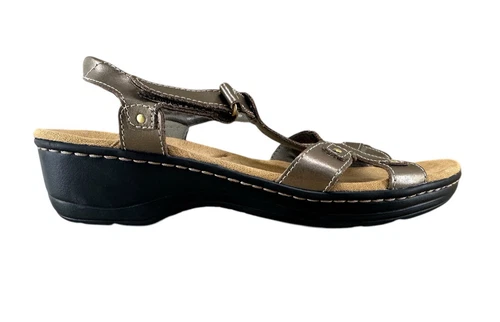 Clarks Collection Hayla Flauto Oro Pelle Sandalo Zeppa Taglia US 10