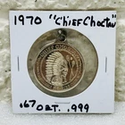VTG‼ 1970 Krewe of CHIEF CHOCTAW .999 FINE SILVER Round Mardi Gras Doubloon NOLA