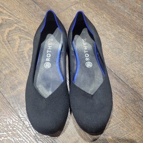 Rothys Damenschuhe Größe 11 schwarz Core The Flat Ballerinas runde Spitze Freizeit Slipper