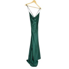 La Femme Emerald Green Lace Up Back Sleeveless Floor Length Jersey Prom Gown 12
