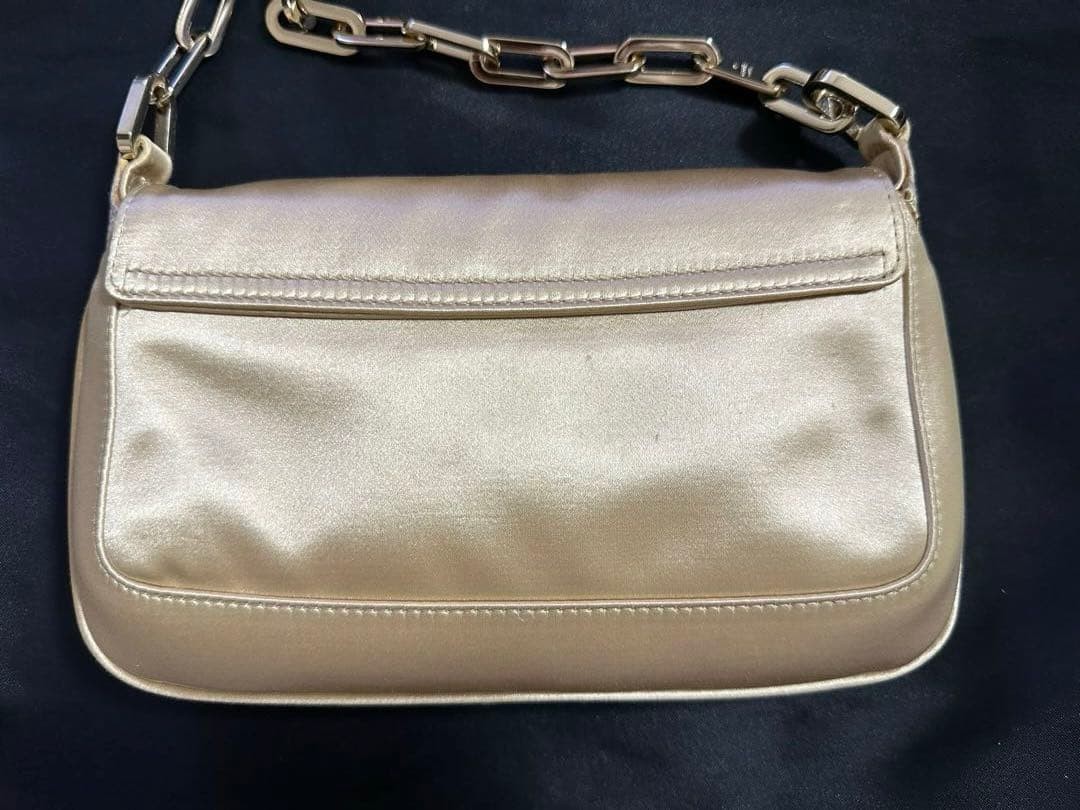 GUCCI Gold Satin Chain Shoulder Bag Rare Authentic Women's Party Purse thumbnail 7