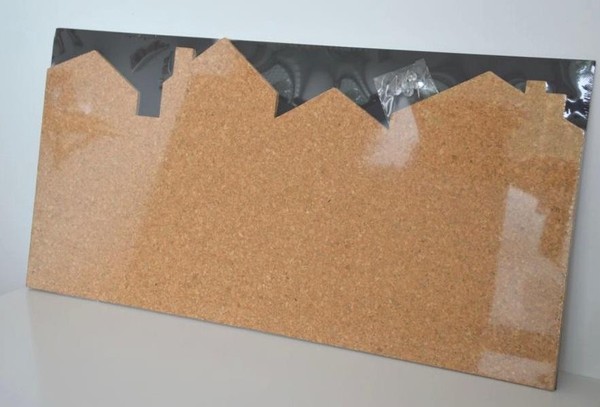 "Kork Pinnwand \"Stadt\" / \"Skyline\" | 60X30 Cm | Inkl. Kleber Und 6 Pins Memoboard"-image