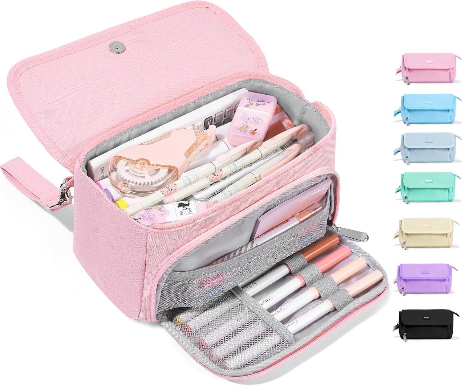 Super Large Pencil Case, Big Capacity Pencil Bag with 3 Compartments, Hold 200 p