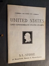 1952 Price List of UNITED STATES & CONFEDERATE STAMPS Booklet 40 pages SL STONE
