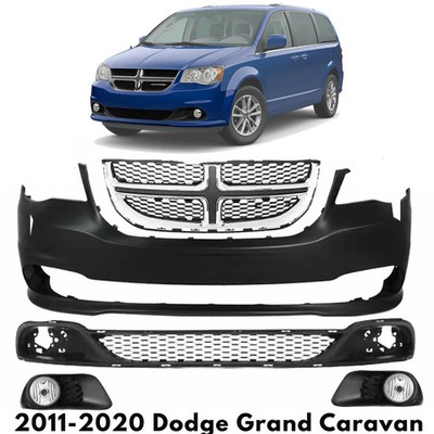 Front Bumper Cover Paintable & Grille Assembly For 2011-2020 Dodge Grand Caravan