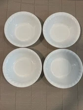 Set Of 4 Corelle Enhancements White Swirl Cereal Bowls 7  1/4"